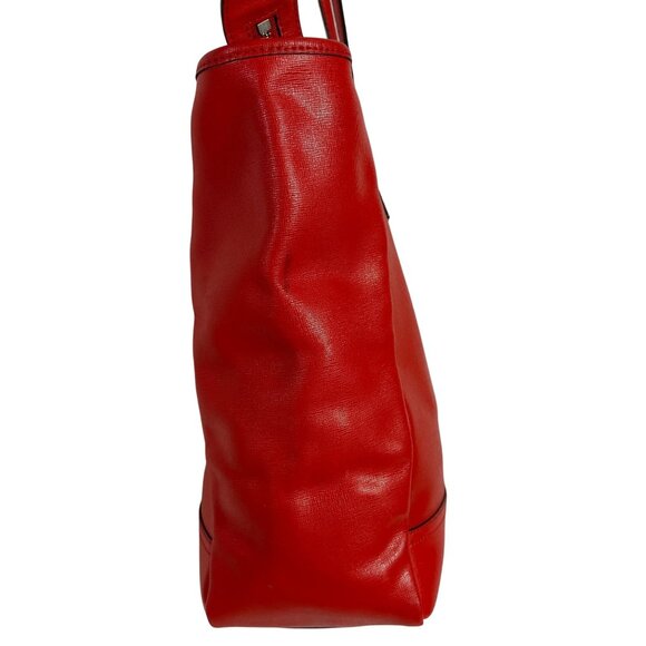 Coach Red Shoulder Tote Bag Top Zip Big Saffiano Leather + Red Wallet Set 23821 - Picture 5 of 15